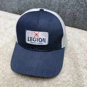 Legion Friends & Beer Trucker Hat Cap snapback Port Authority blue white
